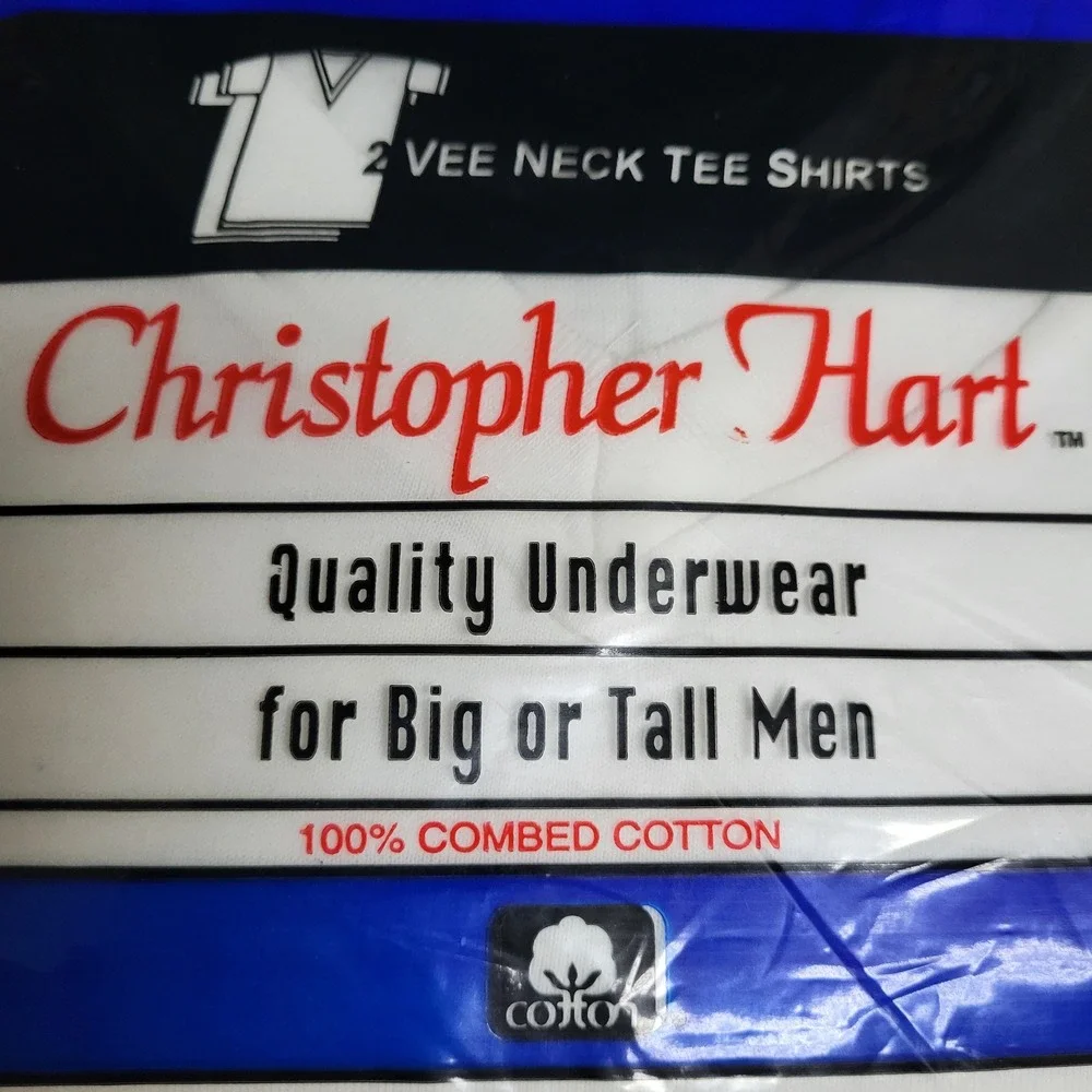 Christopher Hart Mens 2 Pack White V-Neck T-Shirts 9X/10X Big and Tall L5205 NEW
